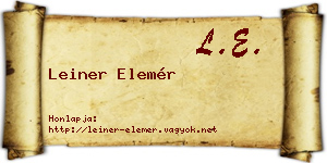 Leiner Elemér névjegykártya